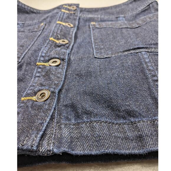 Free People Skirt Women's 4 Mini Denim Dark Boho Button Preppy Academia Y2K EUC - Picture 6 of 12